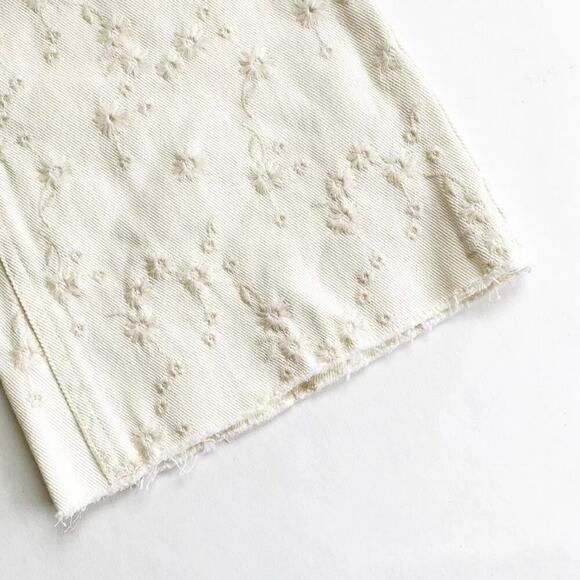 J. Crew Eyelet Billie Demi-Boot Crop Jean, High Rise, Cream Embroidery, 34” - Picture 9 of 9